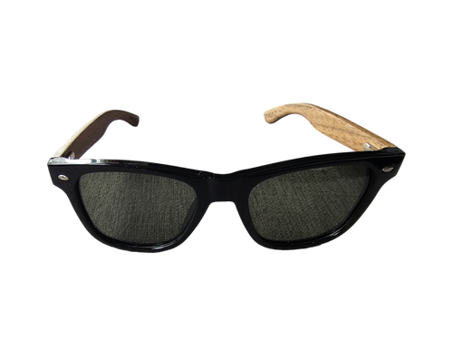 Tatsu FYORO Sunglasses (UV400 Polarized, Glossy Black Frames and Walnut Temple)