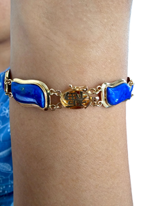 Aurora Double Chained Lapis Bracelet (with 14K Gold)