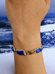 Aurora Double Chained Lapis Bracelet (with 14K Gold)