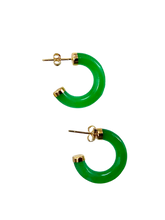 Load image into Gallery viewer, C-Hoop Jade Earrings (With 14K Gold)