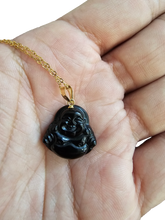 Load image into Gallery viewer, Cha&#39;an Onyx Laughing Buddha Pendant with 14K Gold