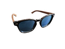 Load image into Gallery viewer, FYORO Ryu Sunglasses (UV400 Polarized Blue tinted Lens, Glossy Black Frames, Walnut Temple)