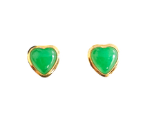 画像をギャラリービューアに読み込む, Qing Heart Jade Earrings (with 14K Yellow Gold)