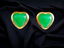 画像をギャラリービューアに読み込む, Qing Heart Jade Earrings (with 14K Yellow Gold)