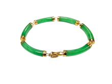 Load image into Gallery viewer, Fu Fuku Fortune Jade Bracelet (with 14K Gold)