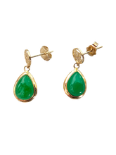 Load image into Gallery viewer, Fu Fuku Fortune Pear Jade Earrings (with 14K Gold)