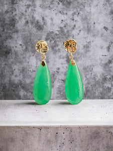 Fu Fuku Fortune Jade Pendulum Earrings (with 14K Gold)