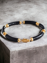 Load image into Gallery viewer, Fu Fuku Fortune Onyx Bracelet (with 14K Solid Yellow Gold)