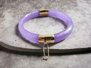 Viceroy's Circular Lavender Jade Bangle Bracelet (with 14K Yellow Gold)