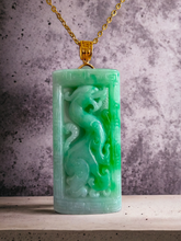Load image into Gallery viewer, Enchanted Dragon Imperial Burmese A-Jade Jadeite Pendant (with 18K Yellow Gold)