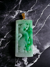 Load image into Gallery viewer, Enchanted Dragon Imperial Burmese A-Jade Jadeite Pendant (with 18K Yellow Gold)