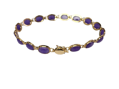 Tibetan Purple Jade Bracelet (with 14K Yellow Gold)