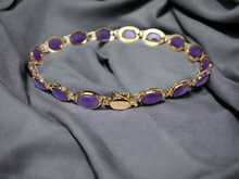 Load image into Gallery viewer, Tibetan Purple Jade Bracelet (with 14K Yellow Gold)