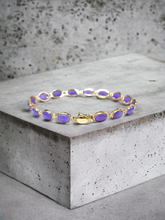 Load image into Gallery viewer, Tibetan Purple Jade Bracelet (with 14K Yellow Gold)