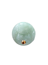 將圖片載入到圖庫檢視器中， Happy Buddha Burmese A-Jadeite Brooch/Lapel Pin with 14K Yellow Gold and Silver 925 Back