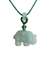 將圖片載入到圖庫檢視器中， Sapporo Burmese A-Jadeite Elephant Pendant Necklace with FYORO String