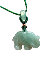 將圖片載入到圖庫檢視器中， Sapporo Burmese A-Jadeite Elephant Pendant Necklace with FYORO String