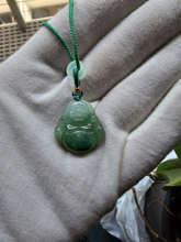 將圖片載入到圖庫檢視器中， Sapporo Burmese A-Jadeite Laughing Buddha Pendant Necklace with FYORO String