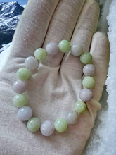 Load image into Gallery viewer, Imperial Green and Lavender Burmese A-Jade Jadeite Beaded Bracelet (10-11mm Each x 18 beads) 07002