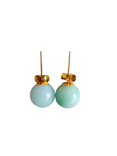 Load image into Gallery viewer, Beads of Eternity Burmese A-Jade Stud Earrings with 18K Yellow Gold Studs 8mm 18001