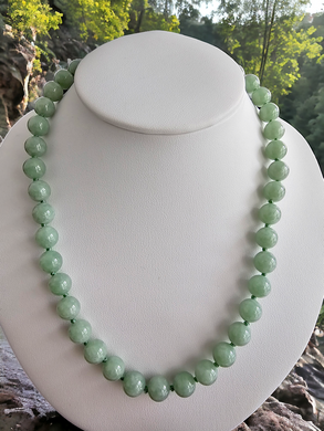Imperial Long Burmese A-Jade Beaded Necklace (10mm Each x 42 beads) 10002