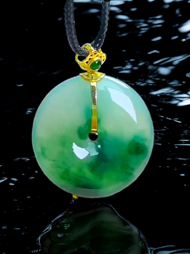 Circle Jade Necklace Han Round Donut Burmese A-Jade Pendant (with