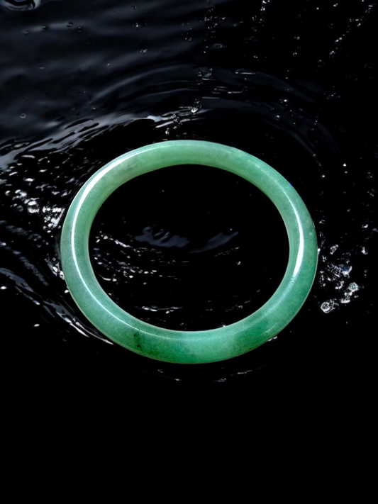 Earths Burmese Green A-Jade Round Bangle Bracelet 08815