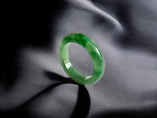 Masters Burmese Vibrant Green A-Jadeite Infinity Band Ring Size US 8.5 - 09007 - Certified