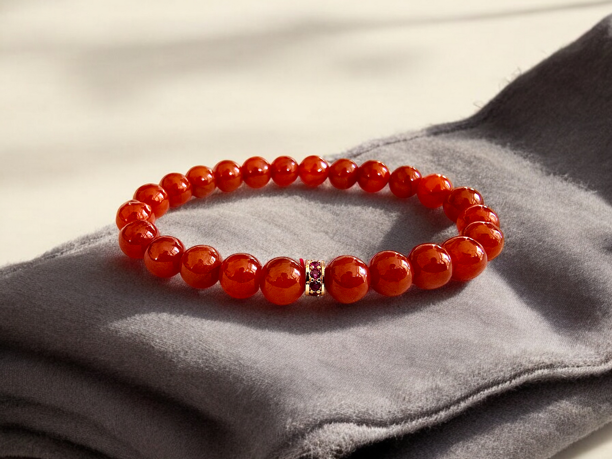 Imperial Japanese Red Burmese A-Jade Beaded Bracelet (MADE IN 