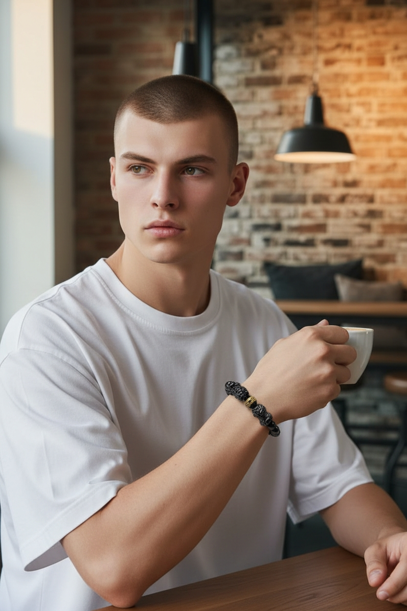 Certified Japanese Black Burmese A-Jade Beaded Bracelet (MADE IN JAPAN) (9.50 mm Each x 16 beads) - Certified 05047