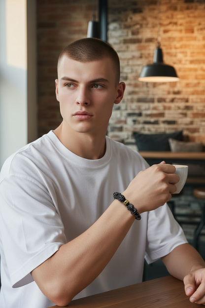 Certified Japanese Black Burmese A-Jade Beaded Bracelet (MADE IN JAPAN) (9.50 mm Each x 16 beads) - Certified 05047