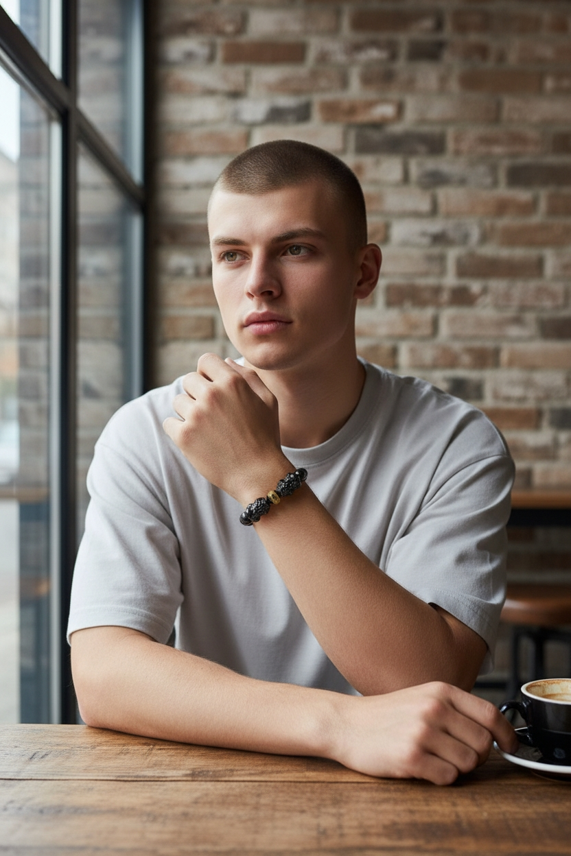 Certified Japanese Black Burmese A-Jade Beaded Bracelet (MADE IN JAPAN) (9.50 mm Each x 16 beads) - Certified 05047