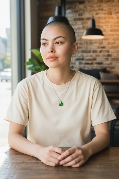 Niseko Round Burmese A-Jadeite 15.00 mm Donut Charm Pendant (with 18K White Gold and White Diamonds) - Certified
