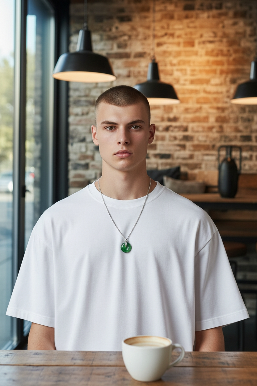 Niseko Round Burmese A-Jadeite 15.00 mm Donut Charm Pendant (with 18K White Gold and White Diamonds) - Certified