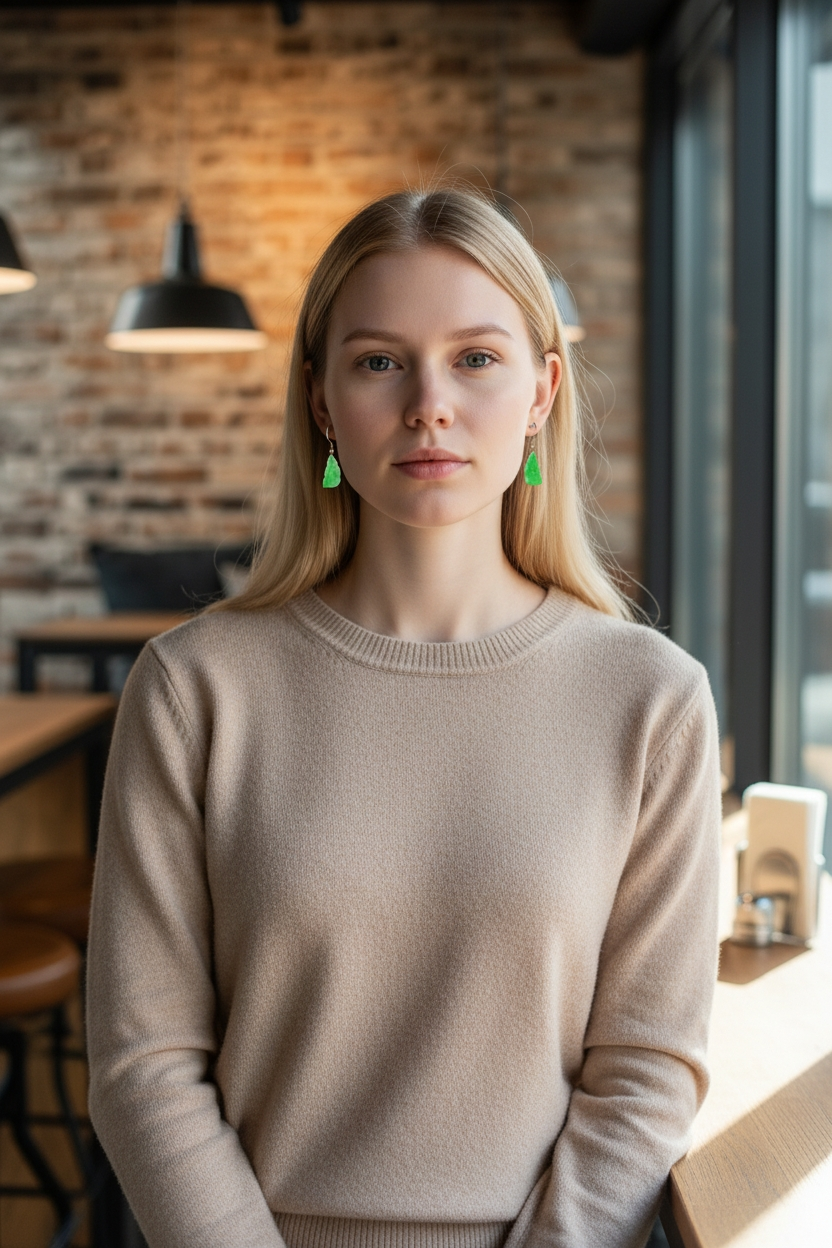 Nakamura Dangling Leaf Imperial Green Burmese A-Jade Earrings (with 18K Yellow Gold) - Certified
