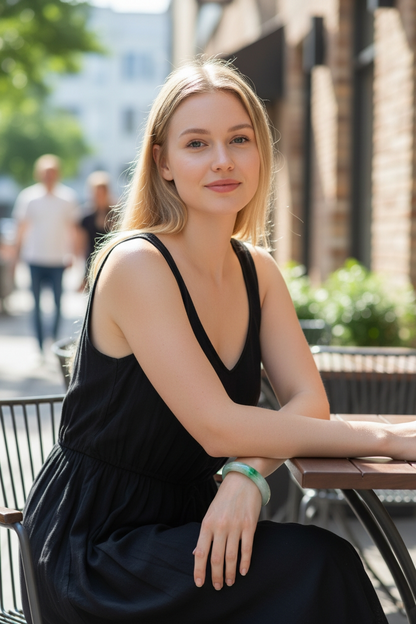 Earth's (MADE IN JAPAN) Burmese Green A-Jade Round Bangle Bracelet - Certified 08833