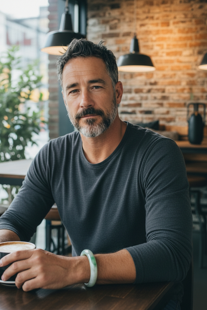 Earth's (MADE IN JAPAN) Burmese Green A-Jade Round Bangle Bracelet - Certified 08833