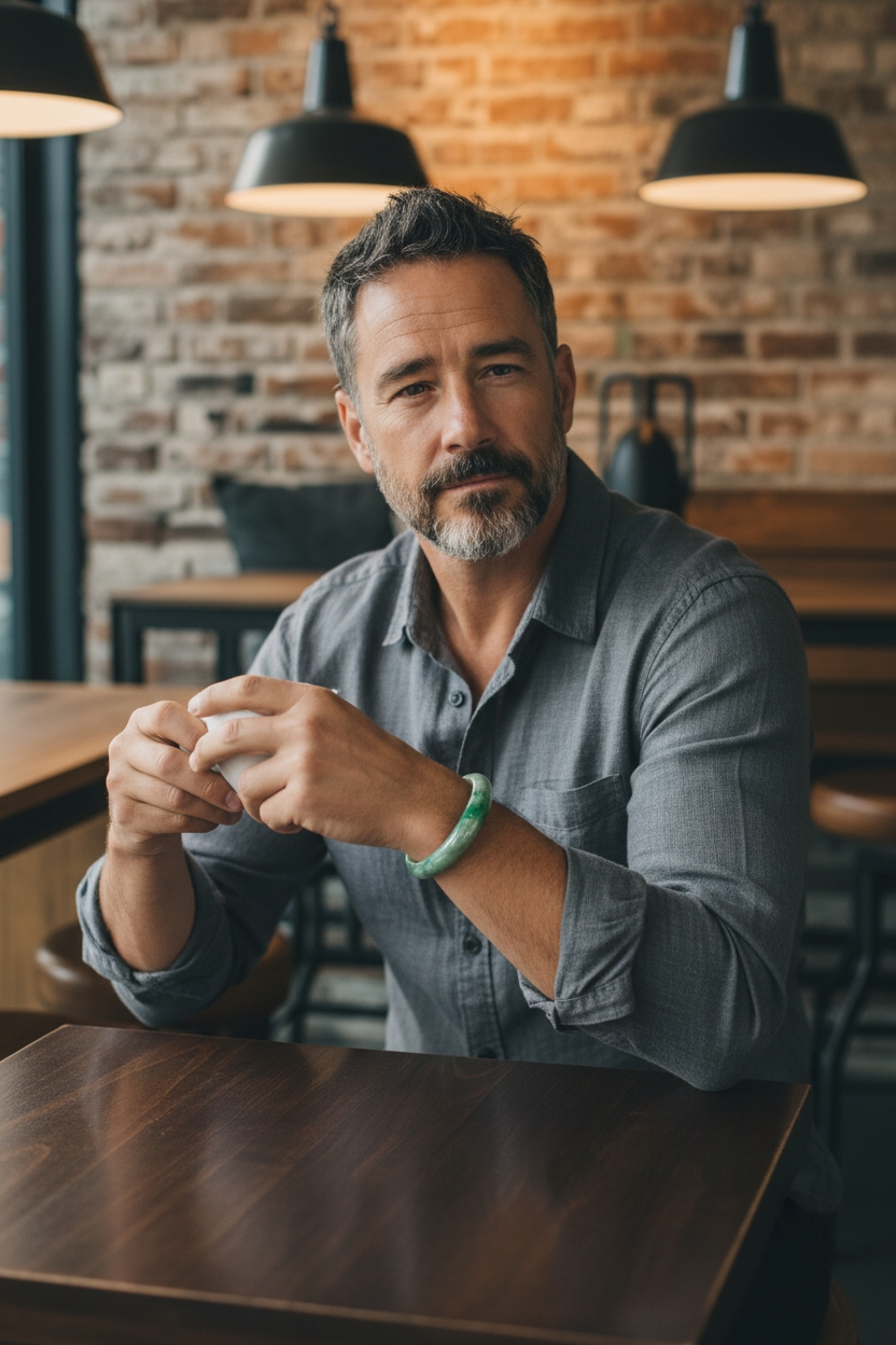 Earth's (MADE IN JAPAN) Burmese Green A-Jade Round Bangle Bracelet - Certified 08834