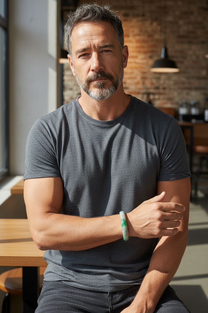 Earth's (MADE IN JAPAN) Burmese Green A-Jade Round Bangle Bracelet - Certified 08834