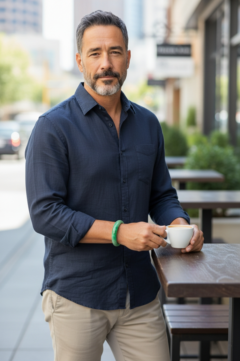 Earth's (MADE IN JAPAN) Burmese Green A-Jade Round Bangle Bracelet - Certified 08835