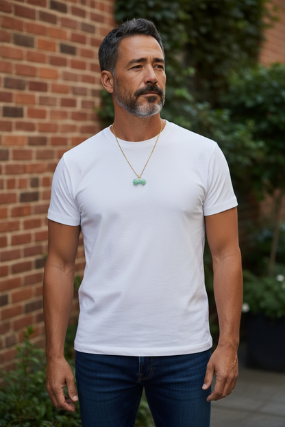 Chikara Gym Dumbbell Burmese A-Jadeite Charm Pendant (with 18K Yellow Gold)- Certified