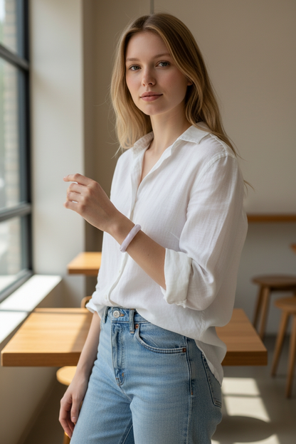 Earth's (MADE IN JAPAN) Burmese Pale Lavender A-Jade Round Bangle Bracelet - Certified 08838