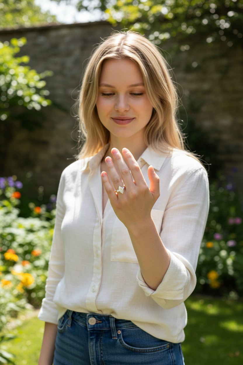 Kobayashi 2.53 cts. Natural Marquise Diamond Cocktail Ring, with Natural Pear Shaped White Diamonds, and 18K Yellow Gold - GIA Certified -R8