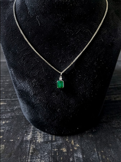 Kariya Certified 1.33 cts. Vivid Green Columbian Emerald Charm Pendant with 18K White Gold and White Diamonds - V2