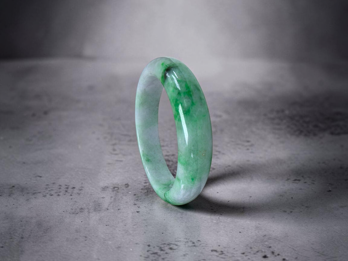 Certified Earth's (MADE IN JAPAN) Burmese Icy Green A-Jade Round Bangle Bracelet - 08842