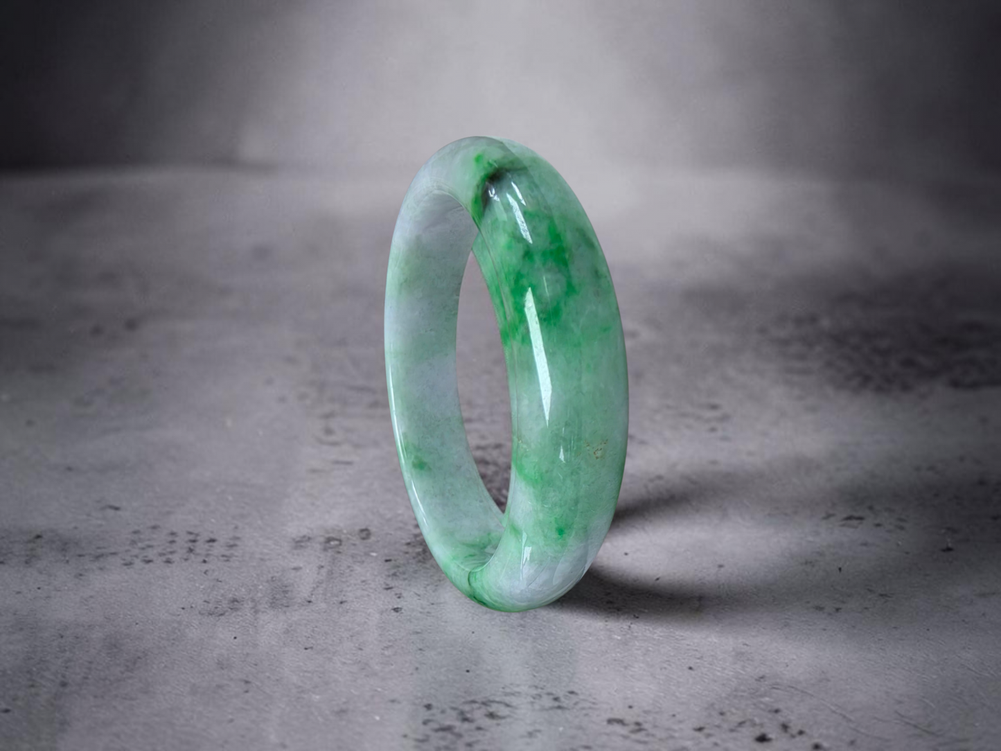 Certified Earth's (MADE IN JAPAN) Burmese Icy Green A-Jade Round Bangle Bracelet - 08842