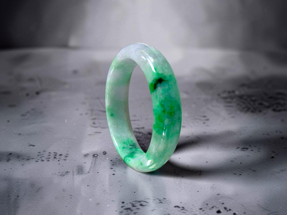Certified Earth's (MADE IN JAPAN) Burmese Icy Green A-Jade Round Bangle Bracelet - 08842