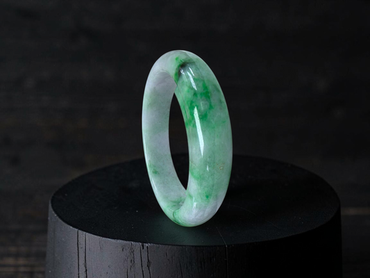 Certified Earth's (MADE IN JAPAN) Burmese Icy Green A-Jade Round Bangle Bracelet - 08842