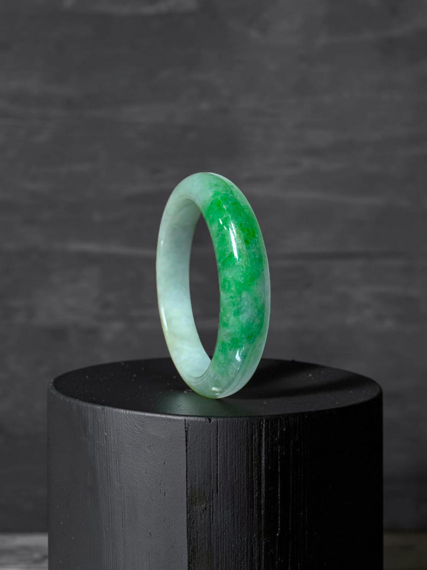 Certified Earth's (MADE IN JAPAN) Burmese Icy Imperial Green A-Jade Round Bangle Bracelet - 08843