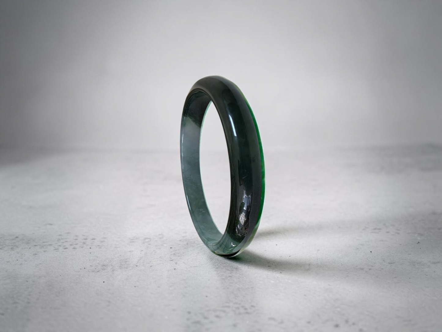 Certified Earth's (MADE IN JAPAN) Burmese Icy Deep Forest Green A-Jade Round Bangle Bracelet - 08844